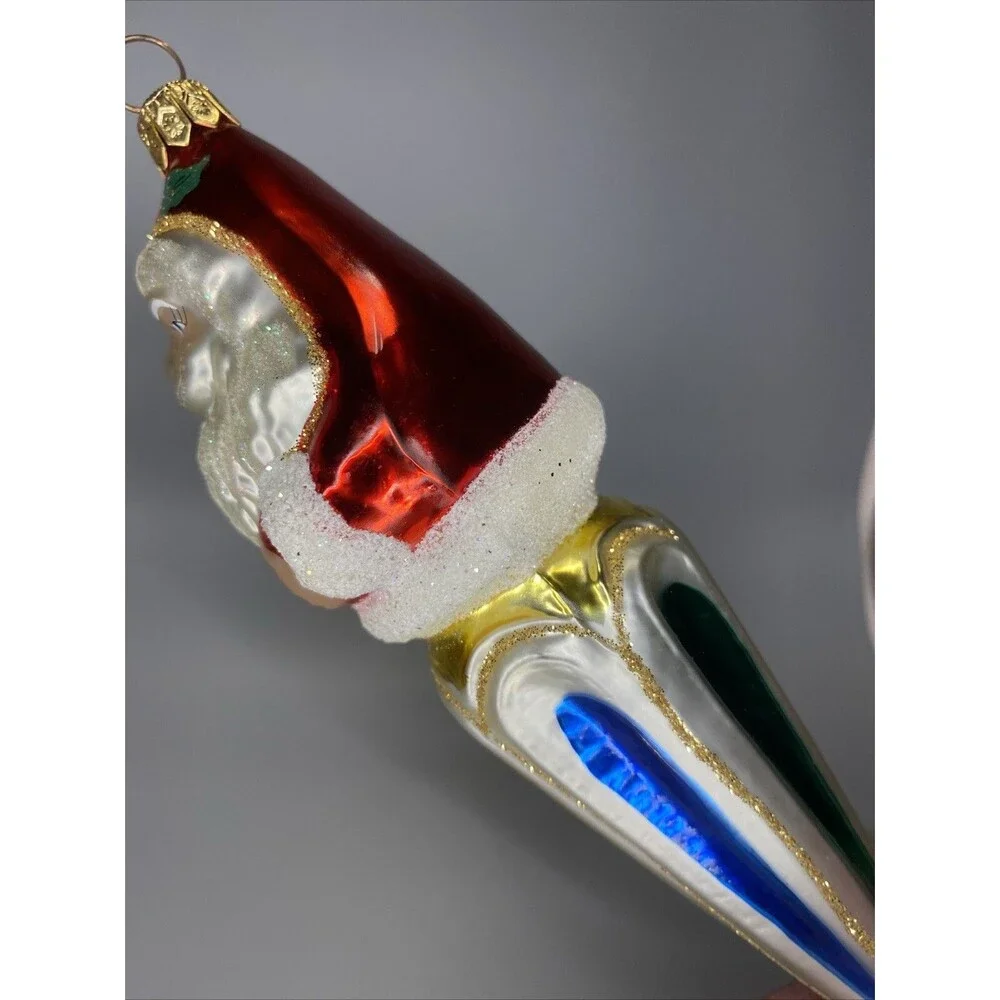 Kurt Adler Santa Icicle Polonaise Glass Christmas Drop Ornament by KOMOZJA